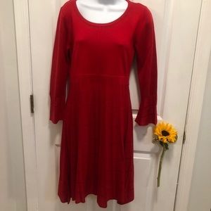 Calvin Klein Red Pleated 3/4 Sleeve Dress M Fits more like a small.